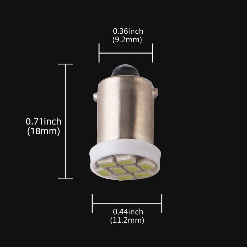Grandview BA9 BA9S 53 57 1895 64111 White Car Vehicle BA9S White Super Bright LED Bulbs Used for Side Door Courtesy Lights Map Lights - Pack of 10 - Image 2